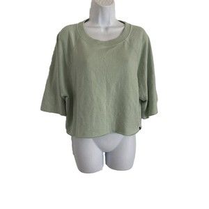 Victoria's Secret PINK Oversized Cutoff Sweatshirt Size S Green Reversible NEW